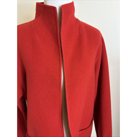 Eileen Fisher Wool Cashmere 2 Pocket Cardigan Jacket Red Size Medium - Picture 2 of 5